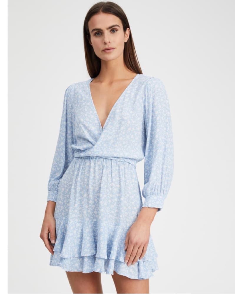 Ethereal Blue Floral Mini Dress - Image 1