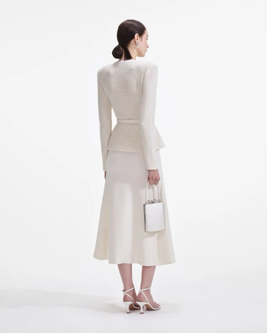 $630 Self Portrait Pearl Bow Midi Dress - Image 3