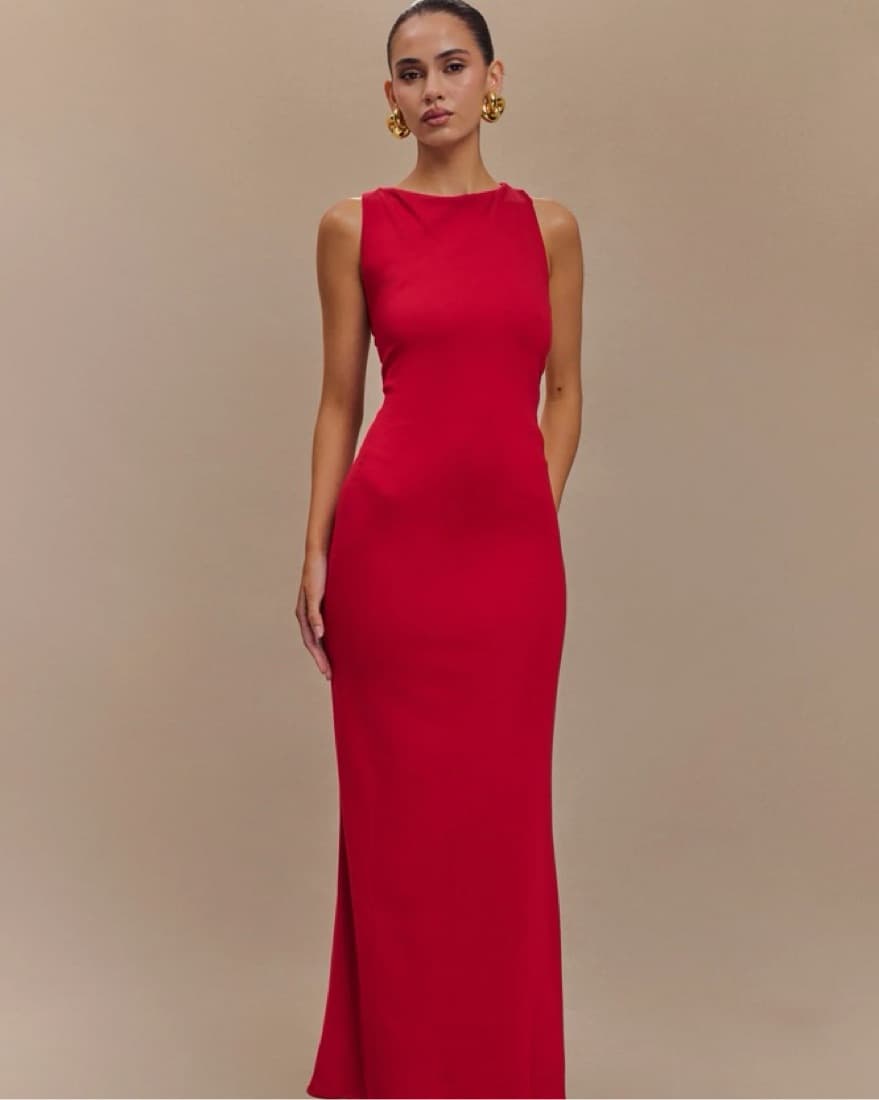 Meshki Red Open Back Dress - Image 1