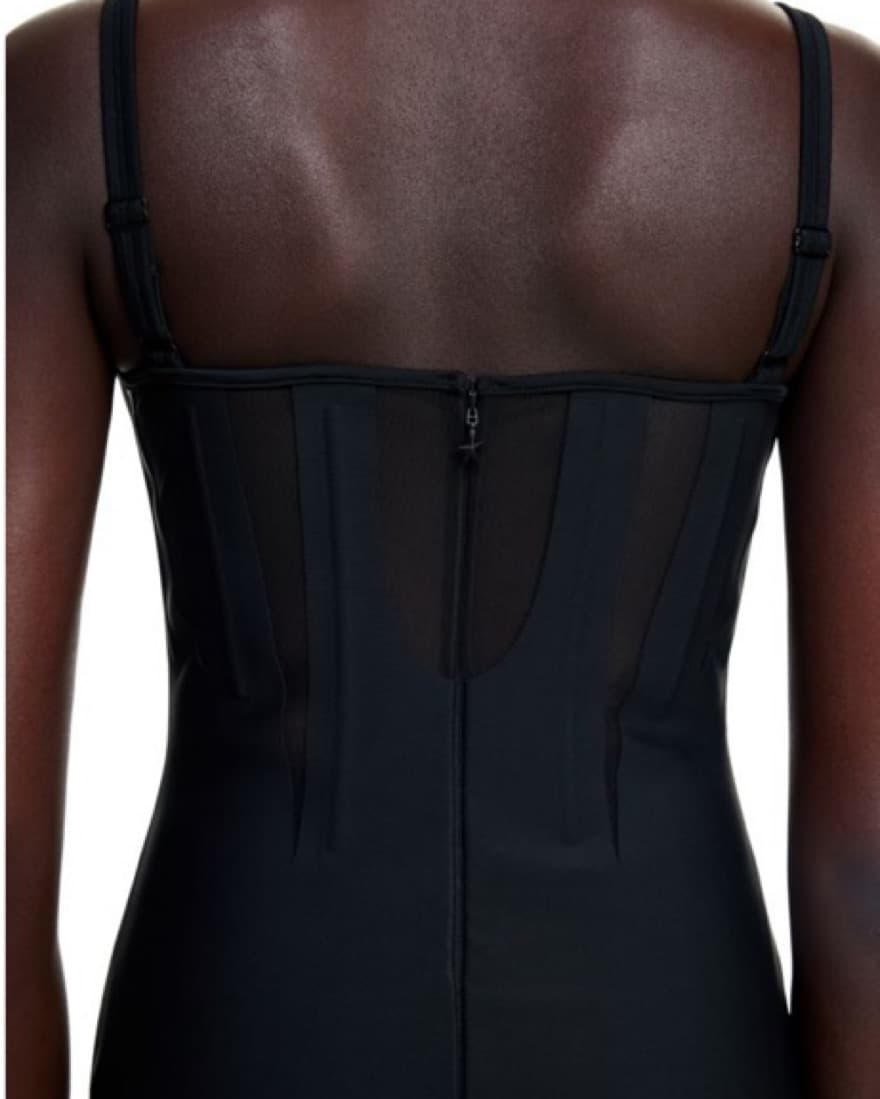 HM X MUGLER Corset-style Mini Dress Blac - Image 4