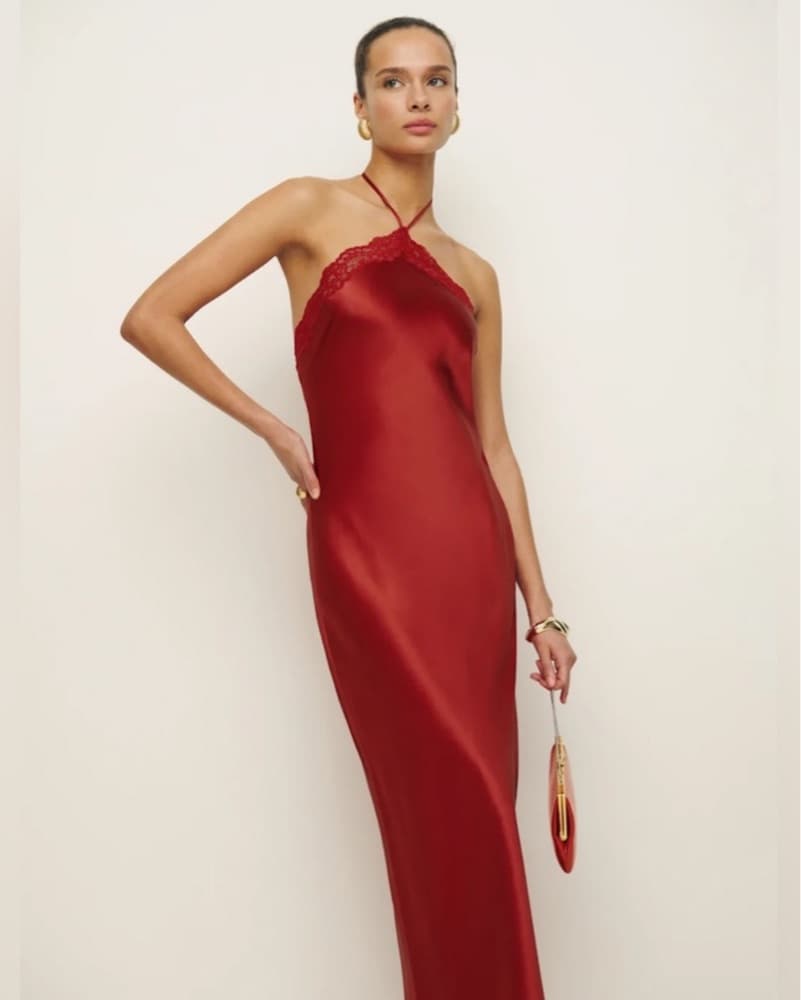 Reformation Red Silk Dress - Image 1