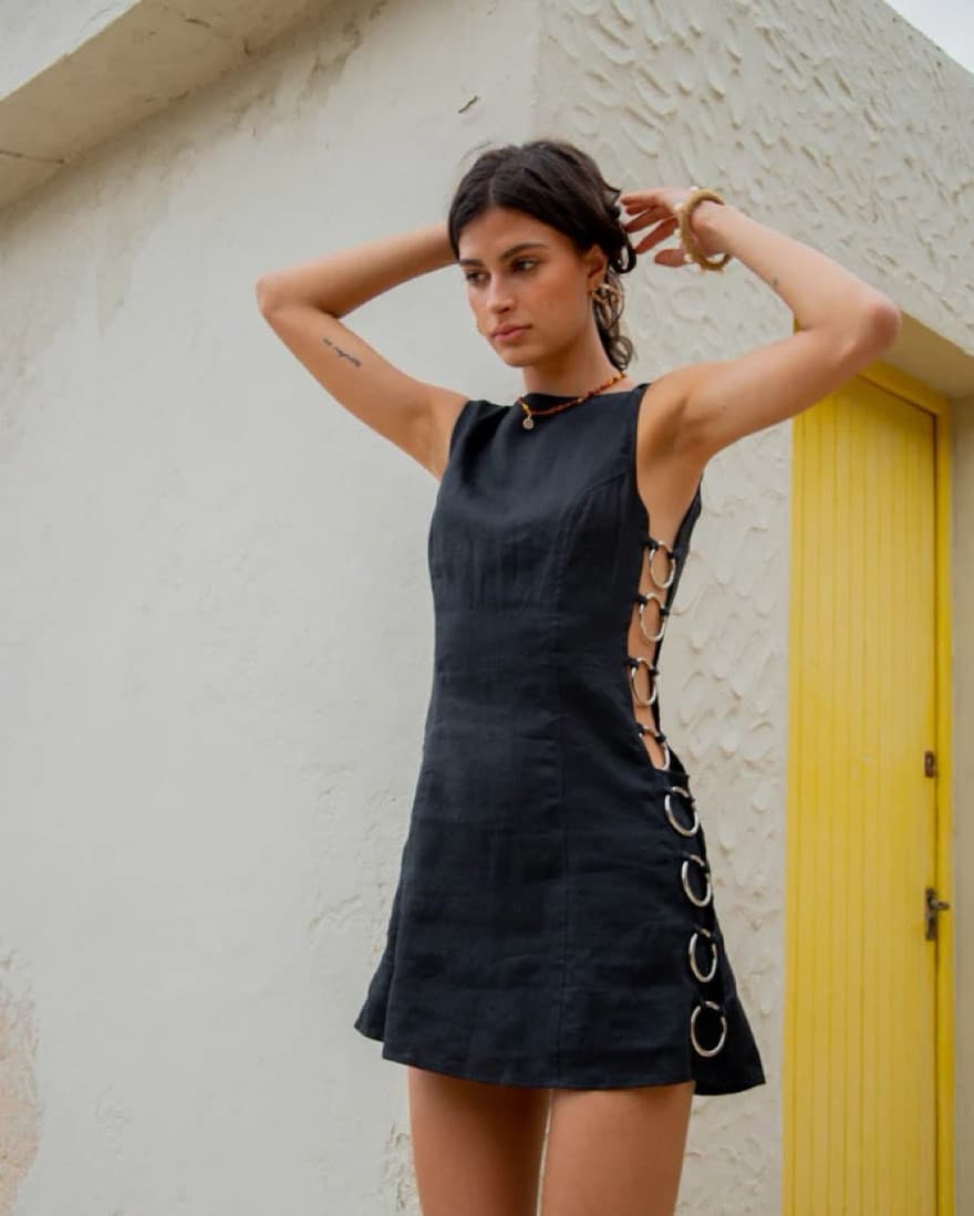 Vrggrl Discoteca Linen Mini Dress - Image 1