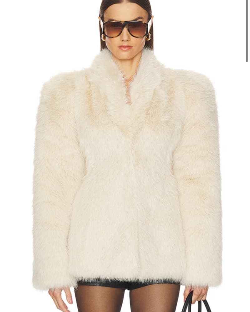 Estela Fur Coat in Bone Camila Coelho - Image 1