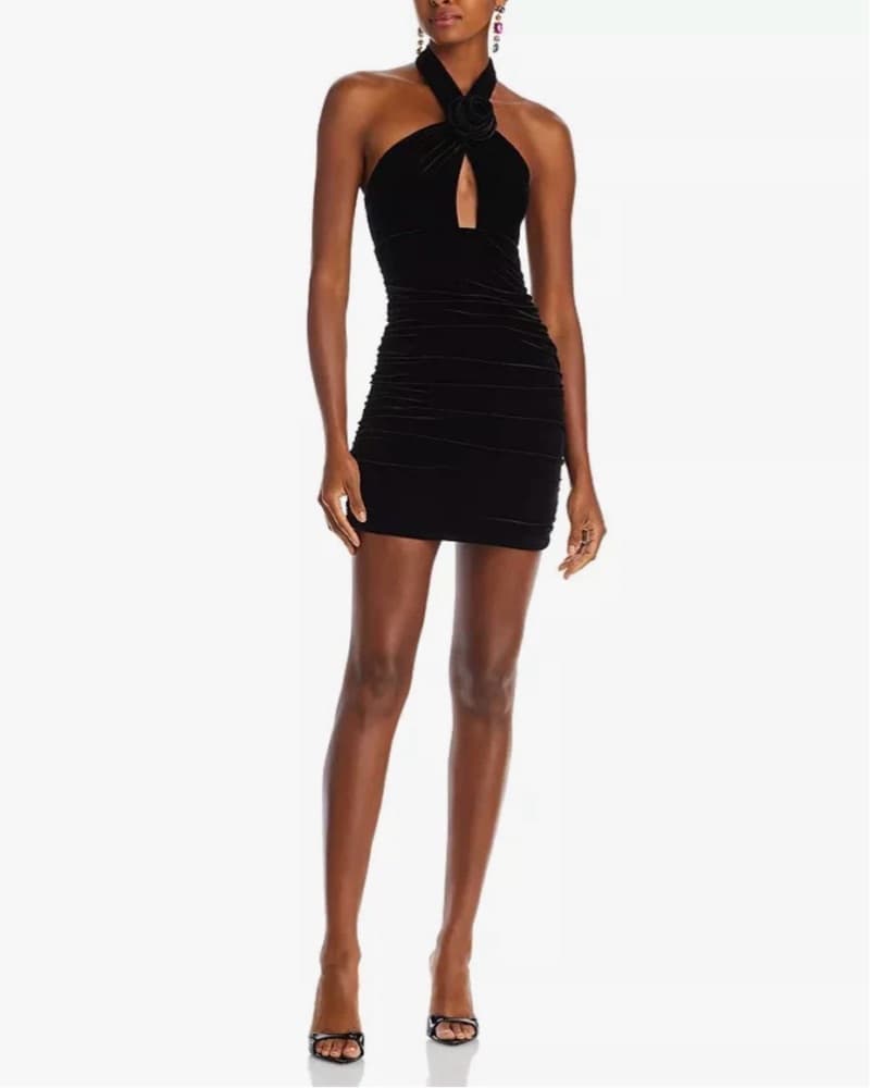 Black Bardot Womens Inara Velour Mini Dr - Image 1