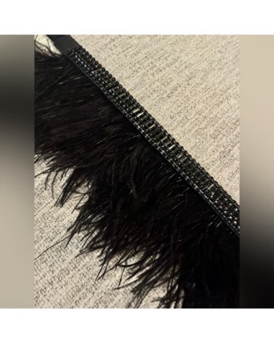 BCBGMAXAZRIA Black Ostrich Feather Belt - Image 4