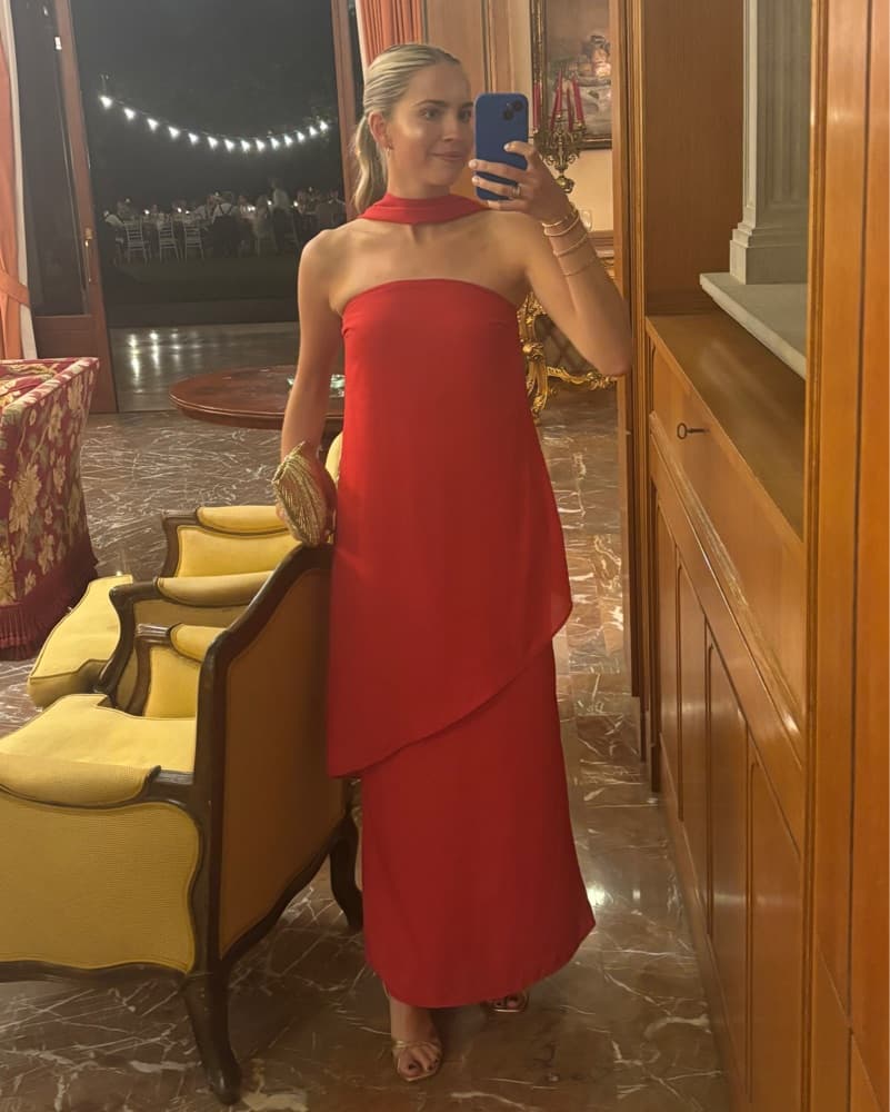 Red Baobab Formal Dress w/ Neck Scarf - Image 1