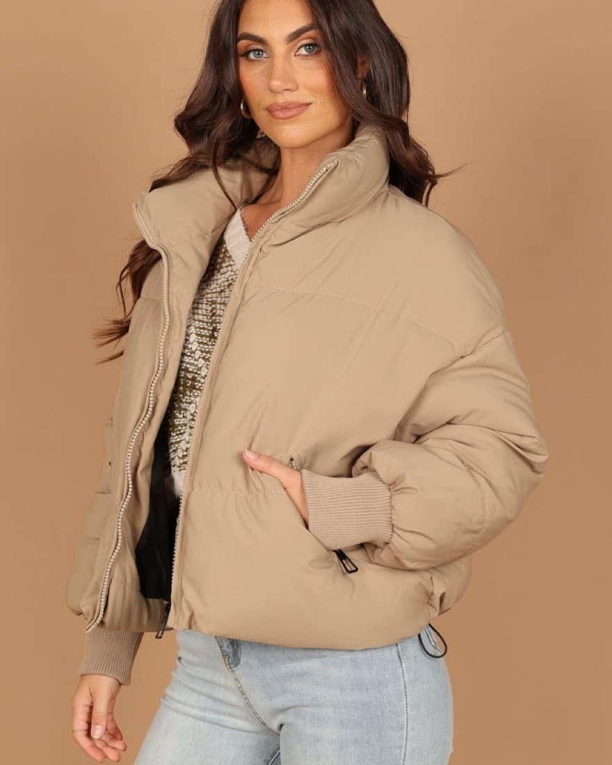 Cropped Tan Puffer - Image 3
