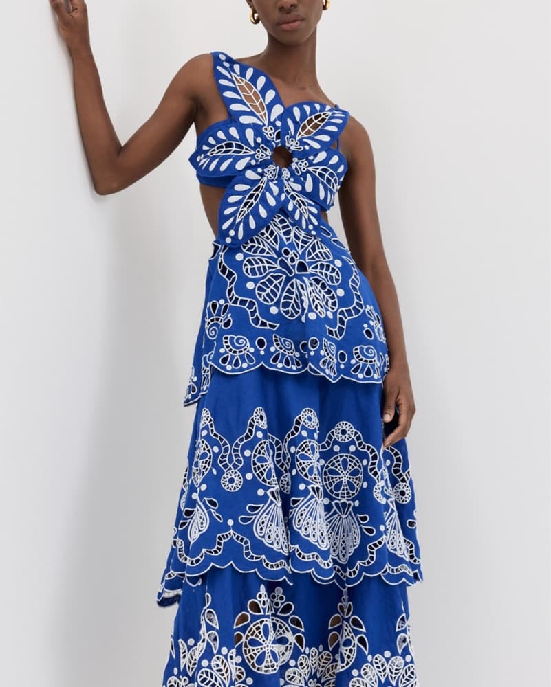 Farm Rio Blue Flower Richelieu Dress - Image 2