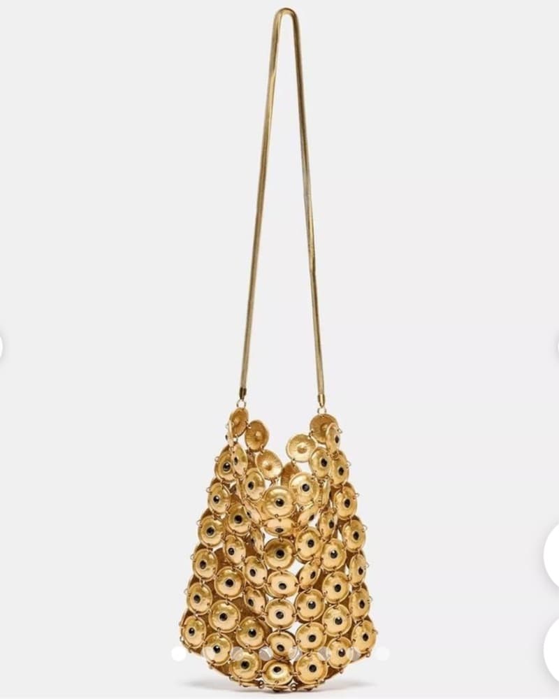 Zara Gold Metal Appliqué Purse - Image 1