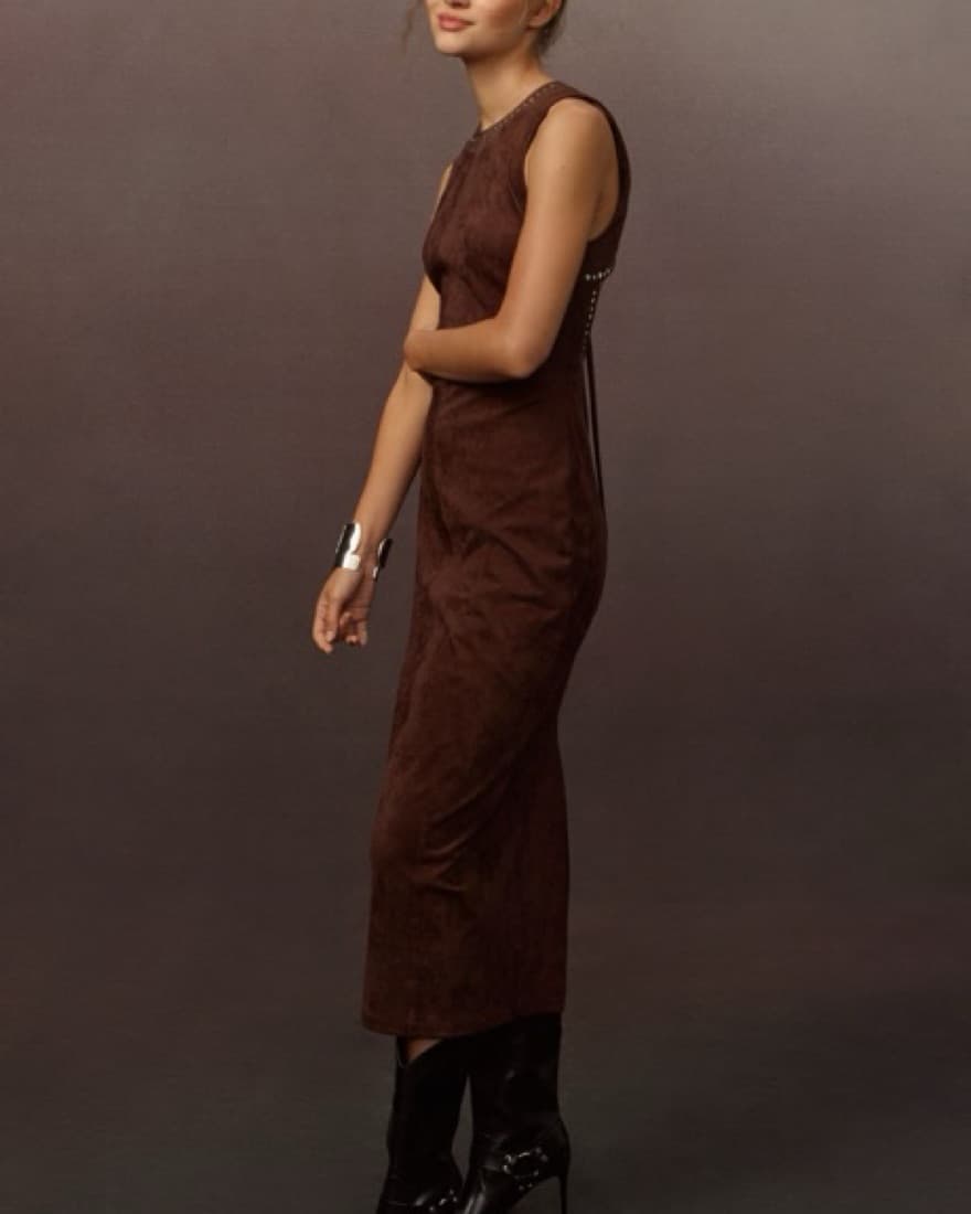Wolf Gang Mecca Dress Brown Suede - Image 6