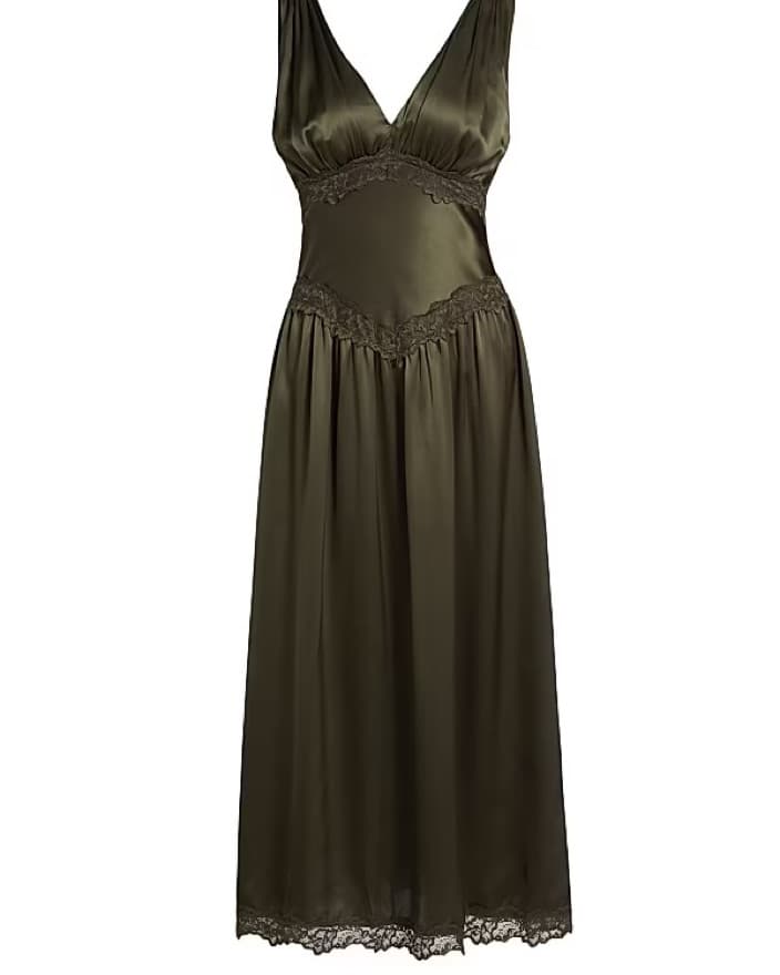 Reformation Stasia Lace Trim Silk Dress - Image 1