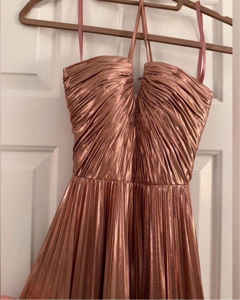 Rose Gold Pleated Gown - Image 2