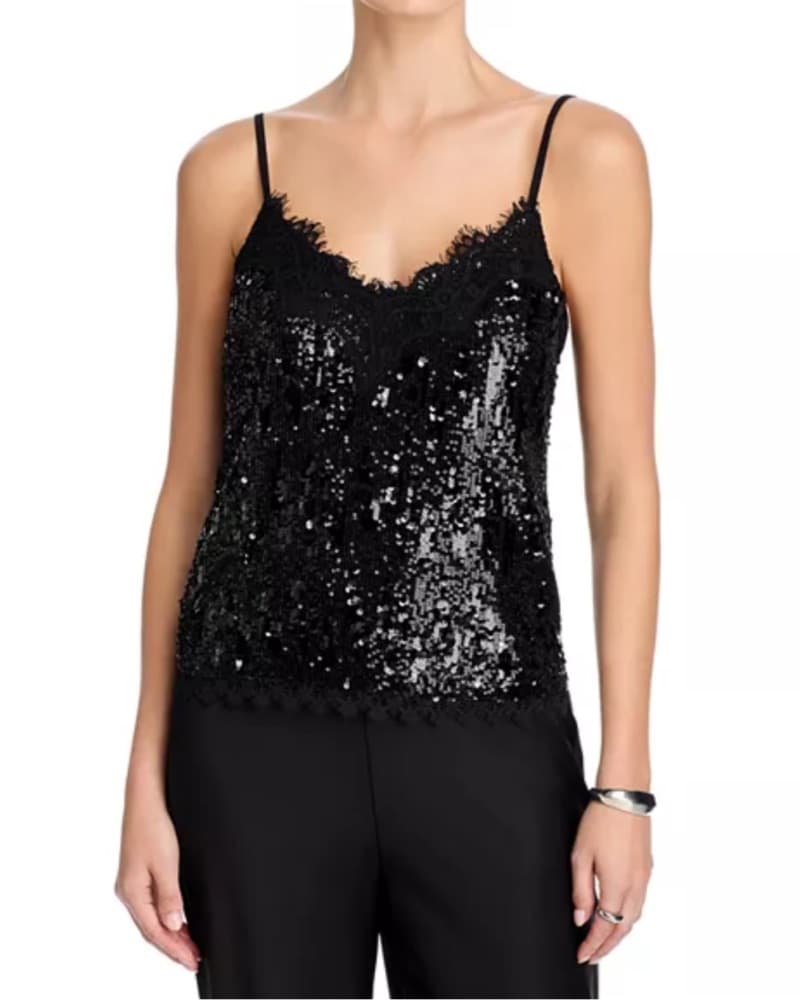 Aqua Sequined Black Going Out Top - Image 1