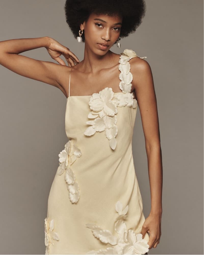 Hutch 3D Floral Applique Linen Dress - Image 1