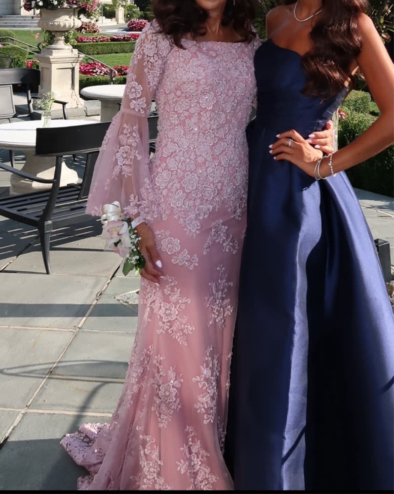 Jovani Pink Gown with long sleeves  - Image 2