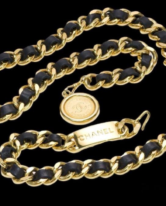 Vintage Chanel Leather Chain Belt - Image 3