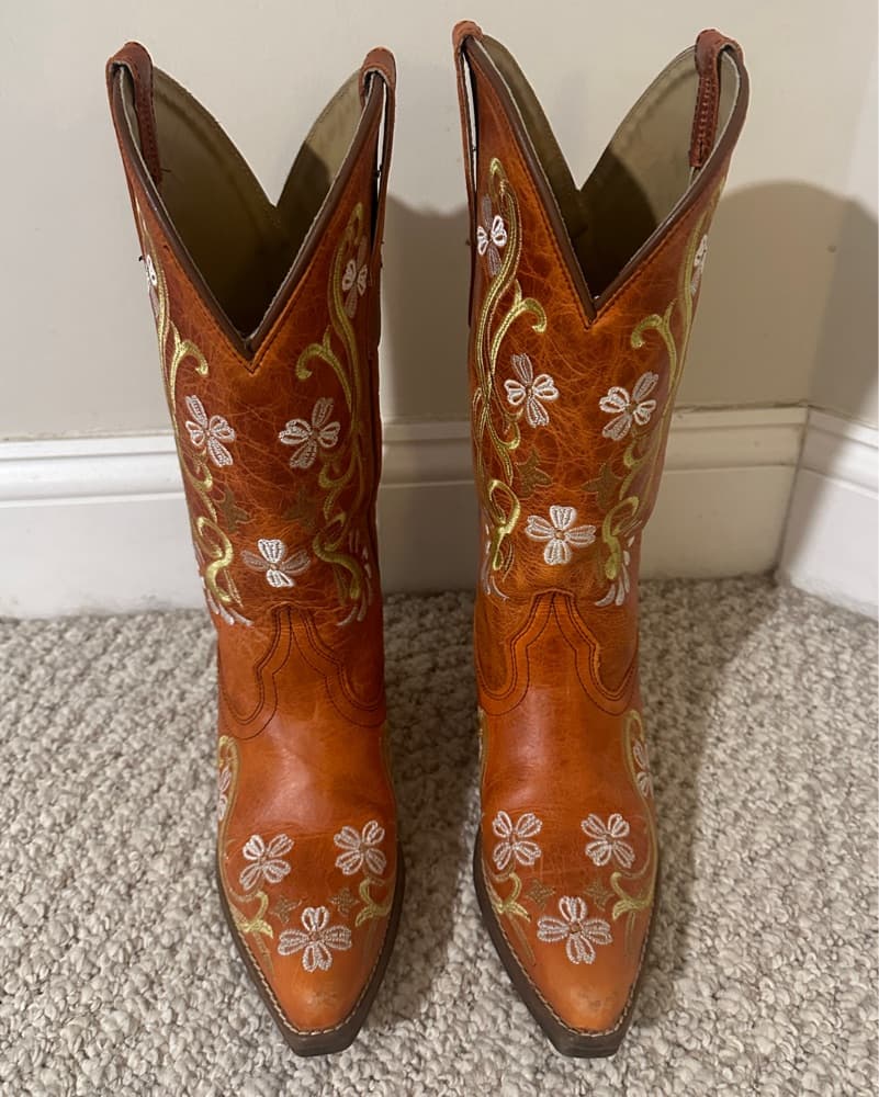 Gorgeous Floral Embroidered Cowgirl Boots - Image 1