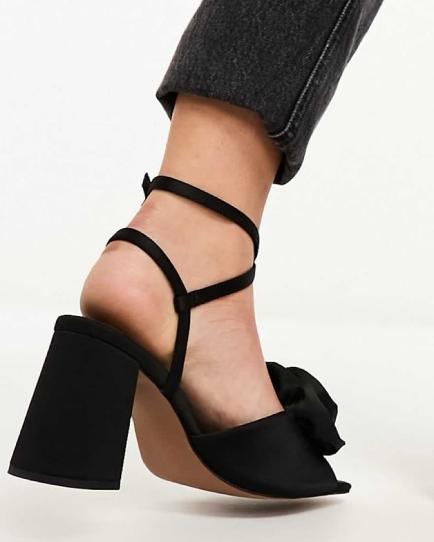Black Satin Rose Heels  - Image 2