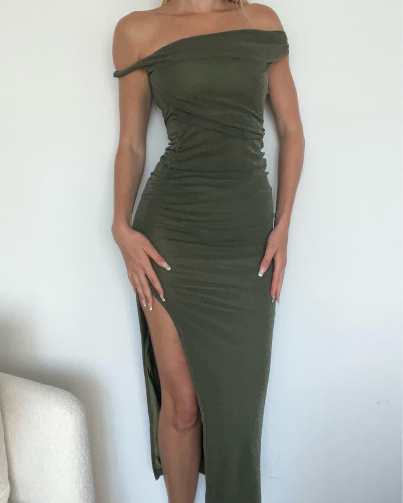 Alluring Olive Green Bodycon Dress - Image 1