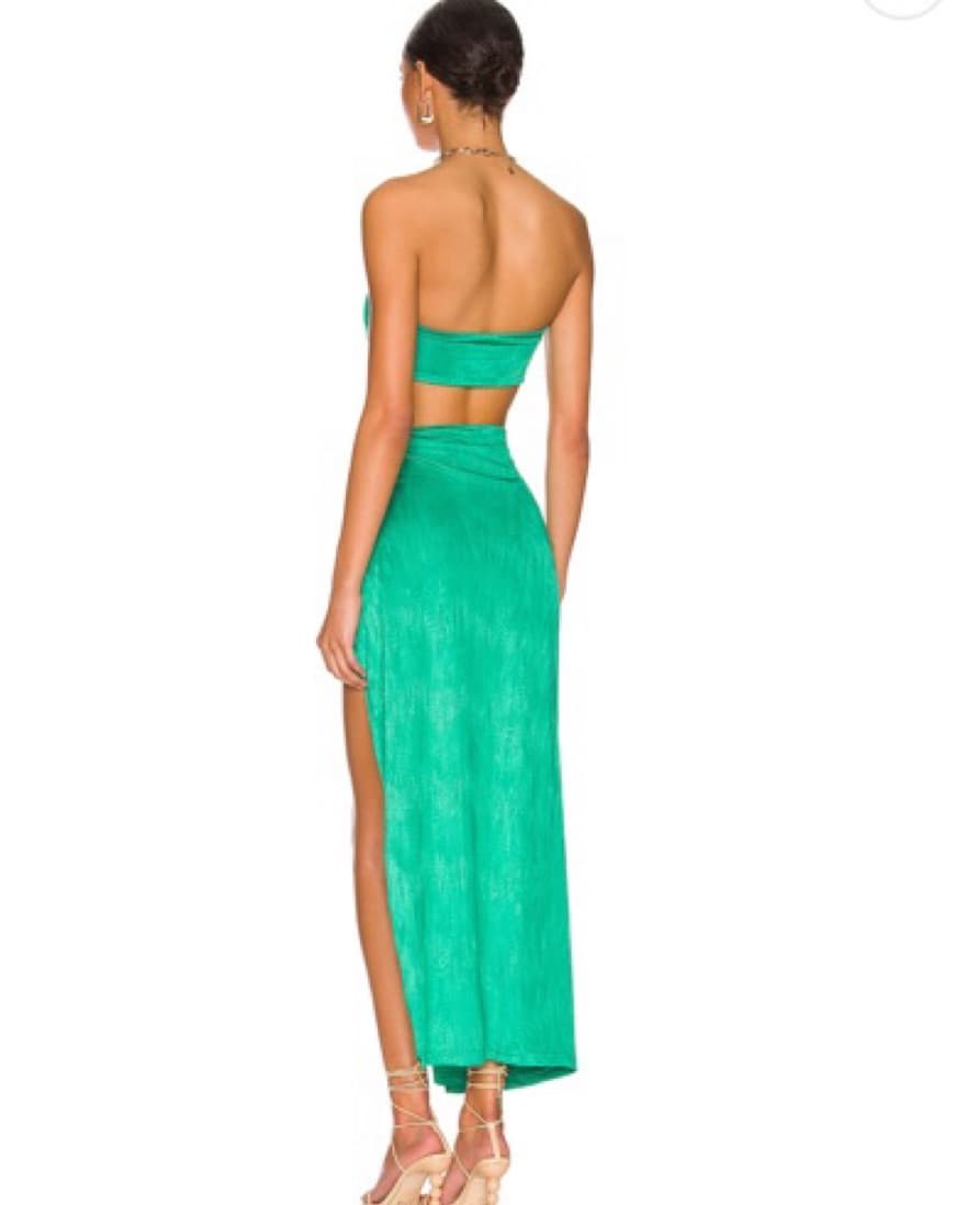 Vibrant Green Strapless Cutout Maxi Dress - Image 2