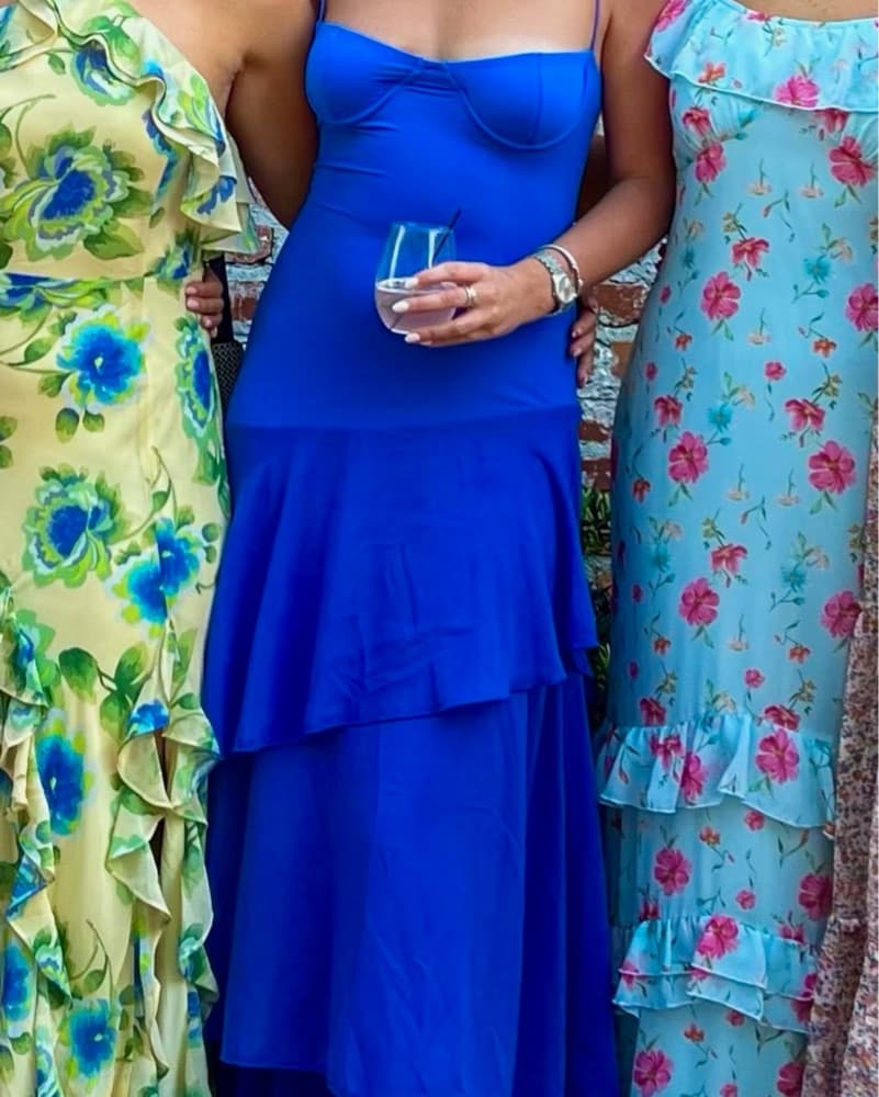 Vibrant Blue Ruffled Maxi Dress - Image 2