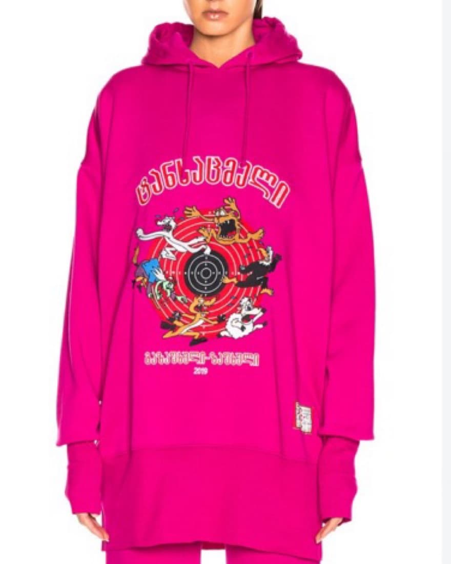 Vetements Pink Cartoon Hoodie - Image 3