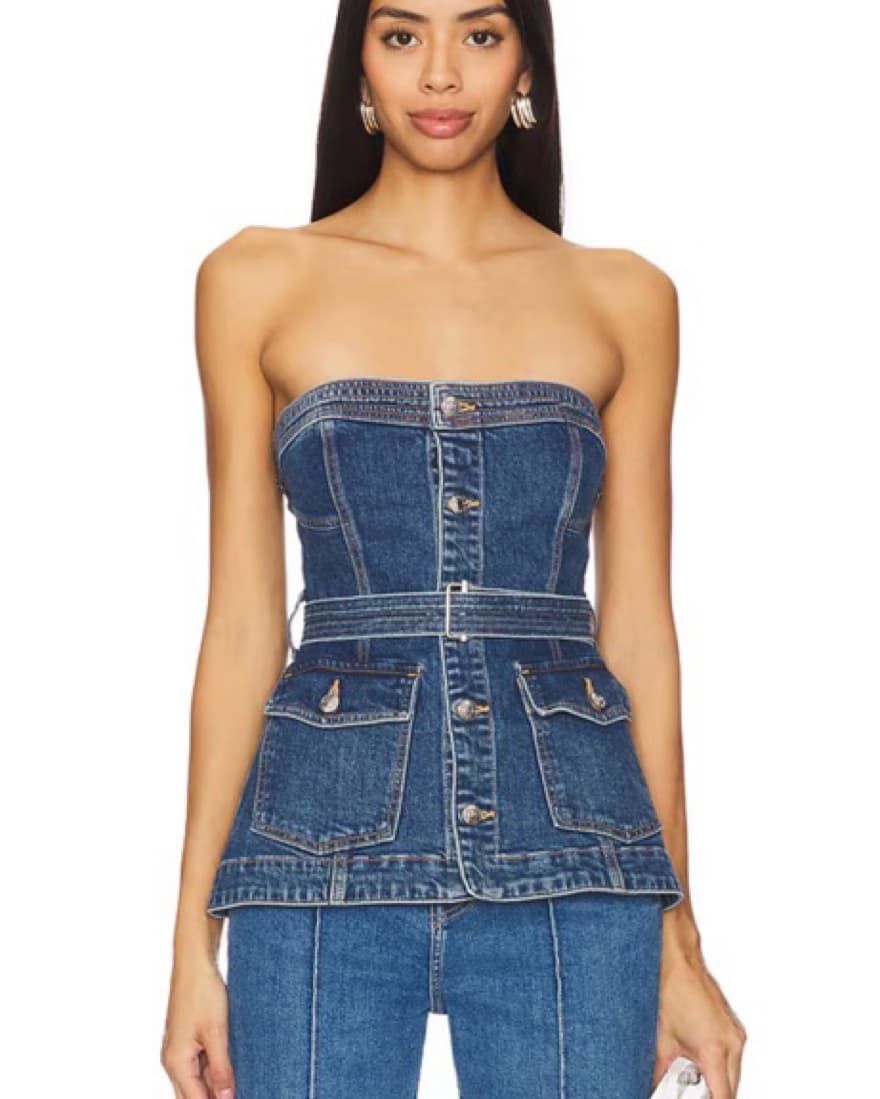 SIMKHAI Denim Belter Bustier Top - Image 2