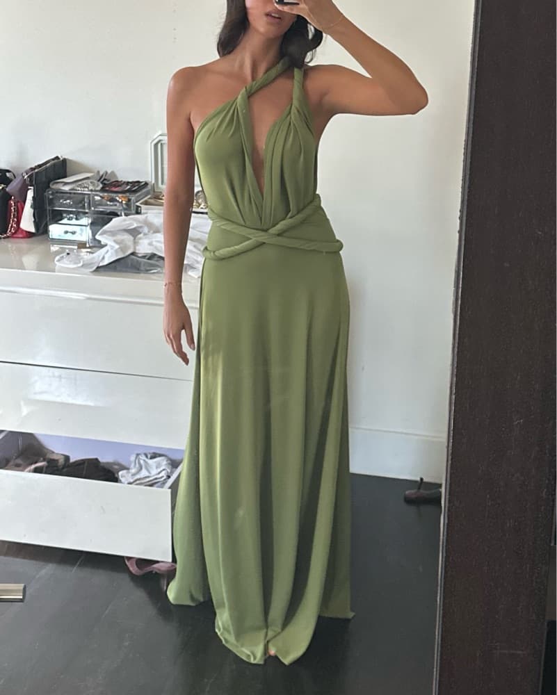 Vibrant Green Convertible Maxi Dress - Image 1
