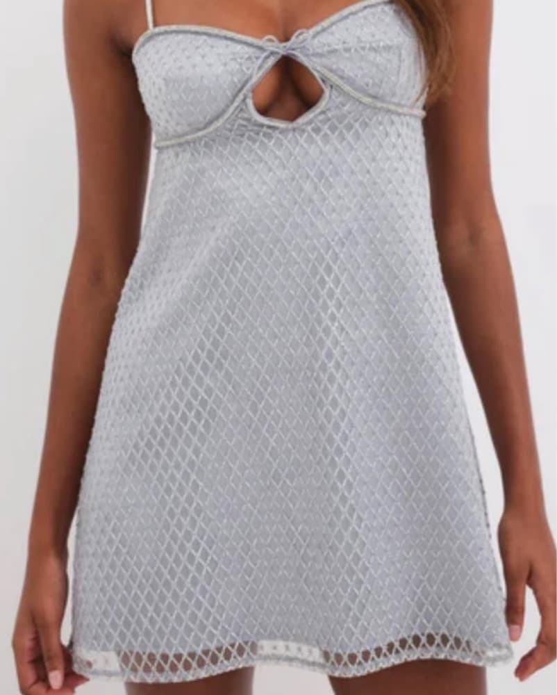 For Love And Lemons Silver Slip Dress - Image 1