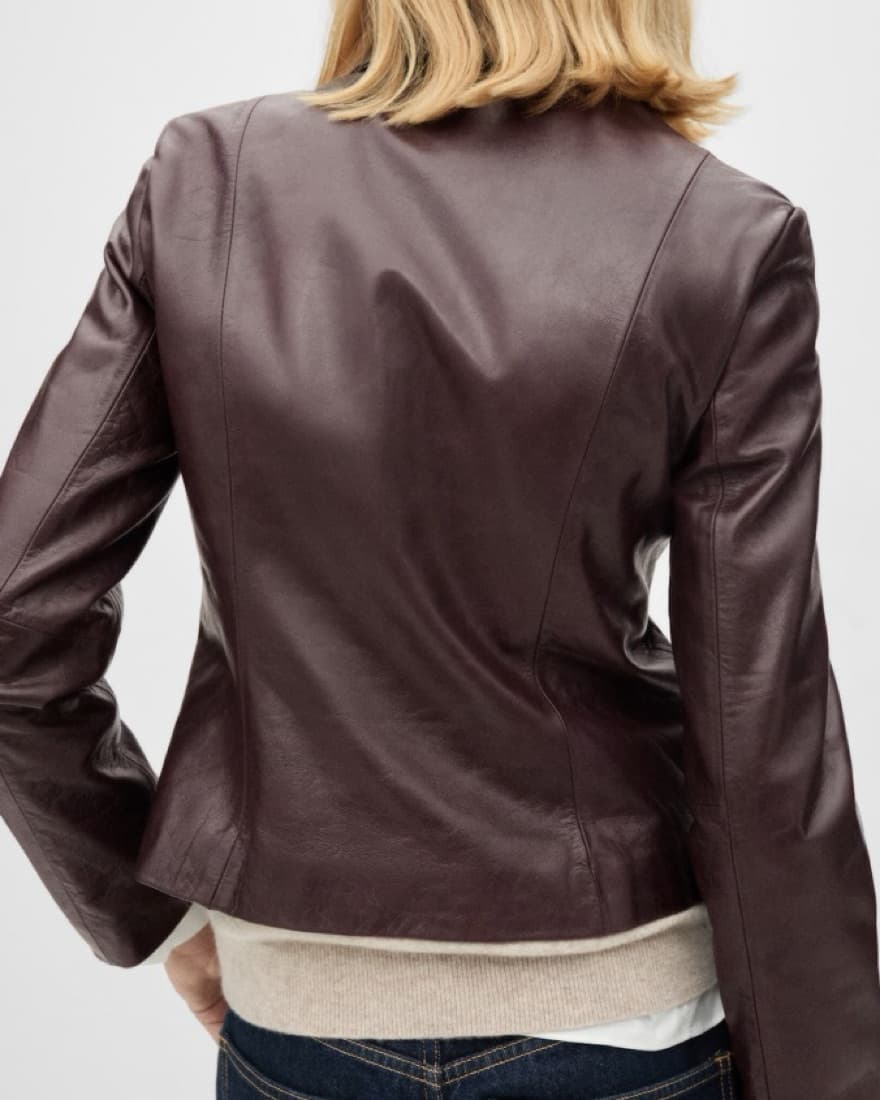 Brown 100% Leather Jacket - Image 4