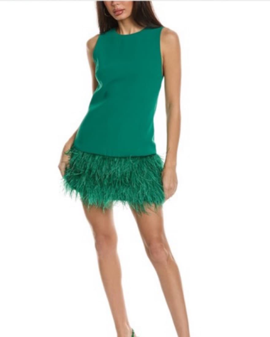 Alice & Olivia Emeral Feather Dres  - Image 1