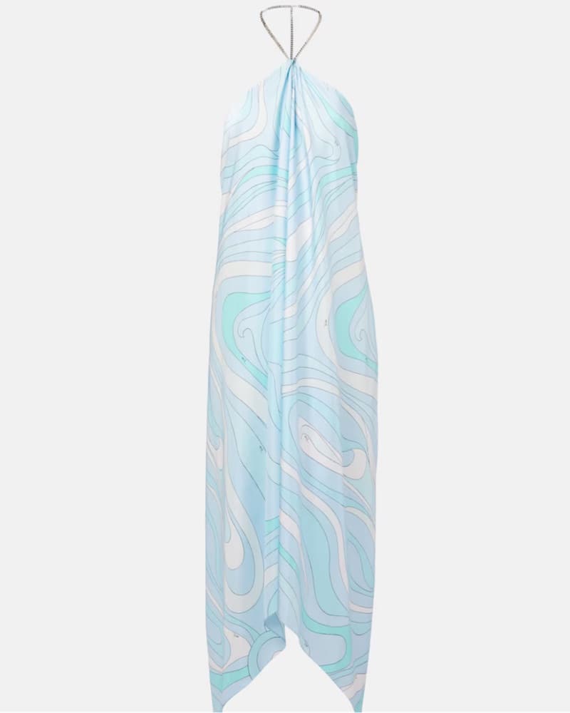 Pucci Silk Halter Chain Midi Dress Marmo - Image 1