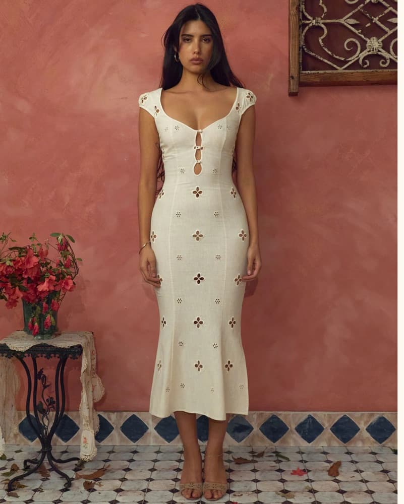 Embroidered White Maxi Dress - Image 2