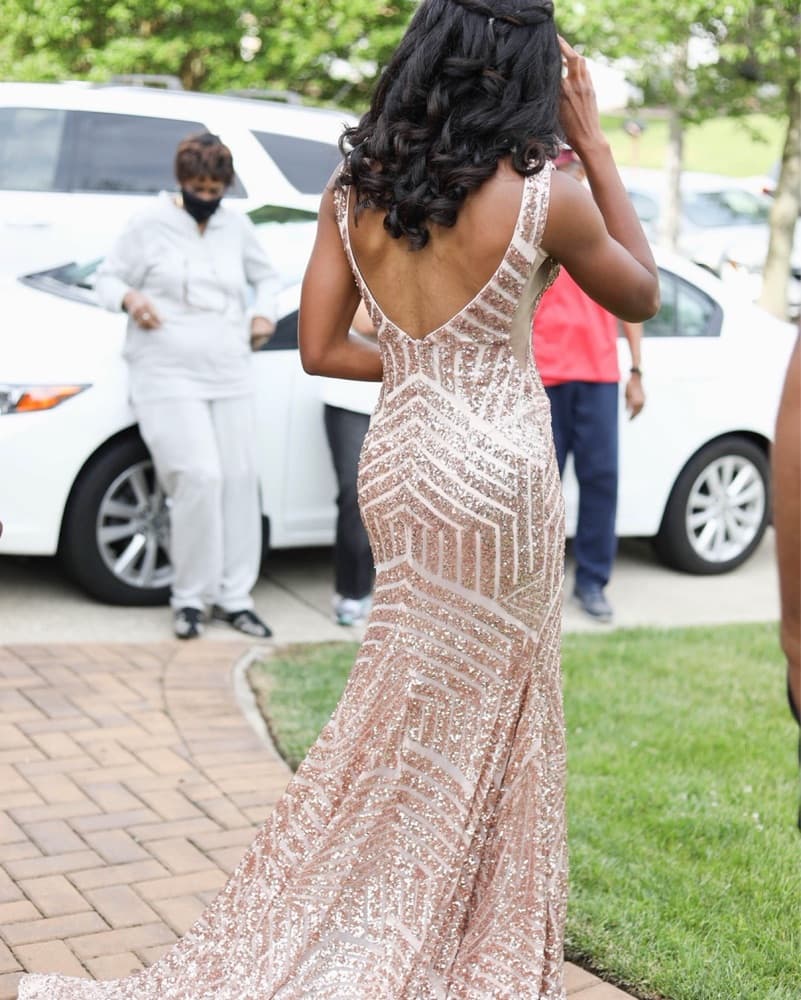 Radiant Gold Sequin Evening Gown - Image 2