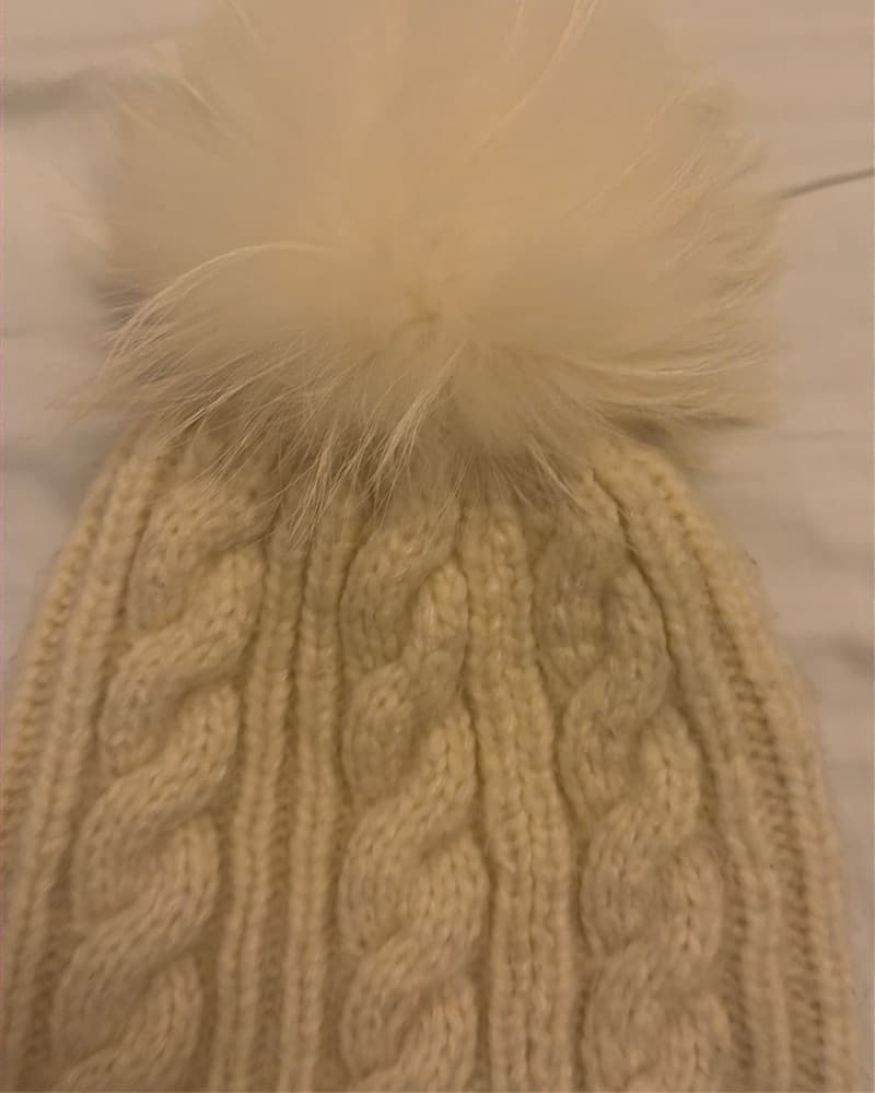 Cream White Ivory Beanie Fur  - Image 1
