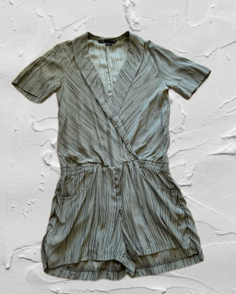 A|X Armani Exchange gray striped  Romper - Image 1