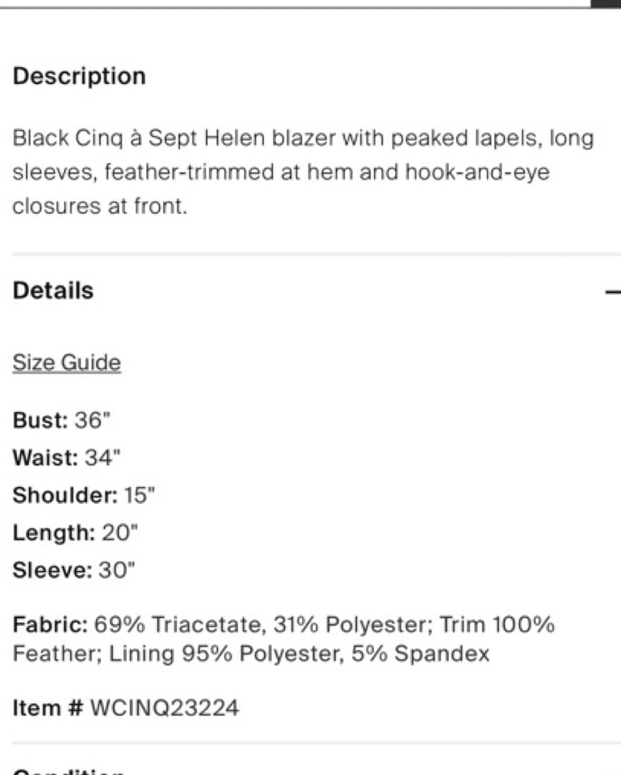 Cinq A Sept Black Feather Trimmed Blazer - Image 5