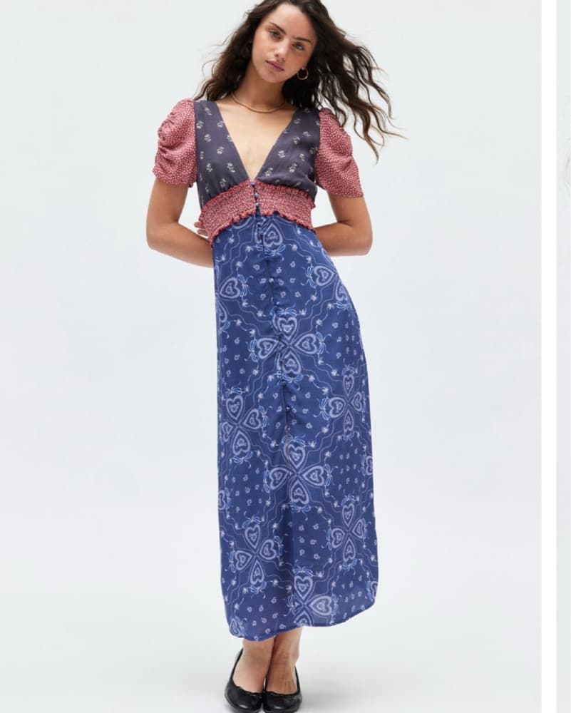 Kimchi Blue Loni Plunging Puff Midi - Image 1