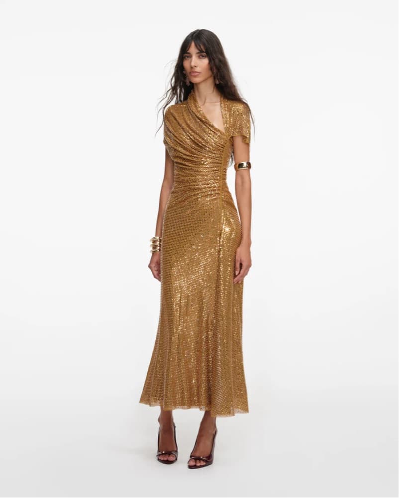 Self-Portrait Gold Dress - Image 2