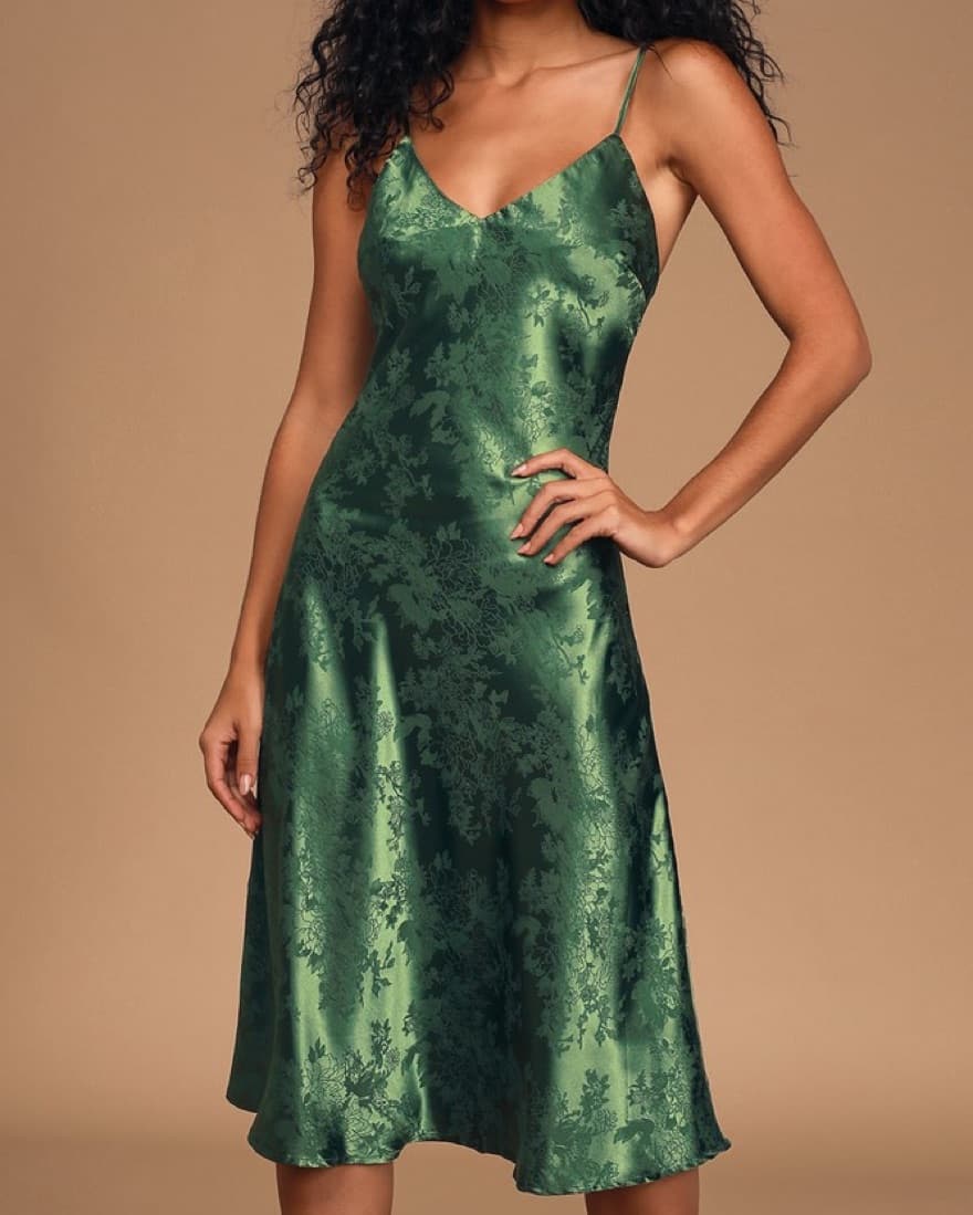 Dark Green Lulus Midi Dress - Image 1