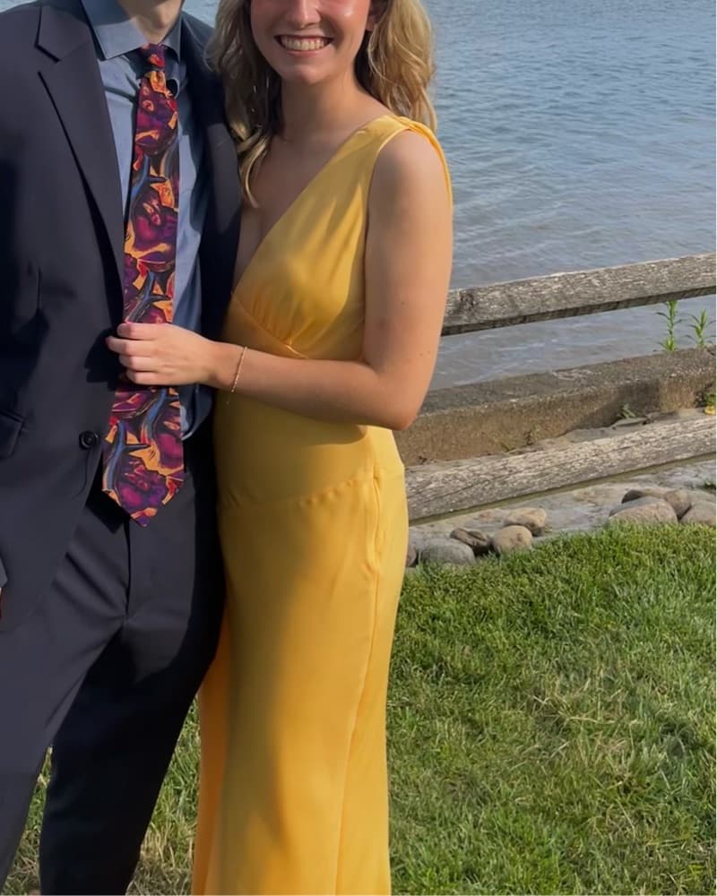 Yellow Meshki Cowl-Back Dress - Image 2