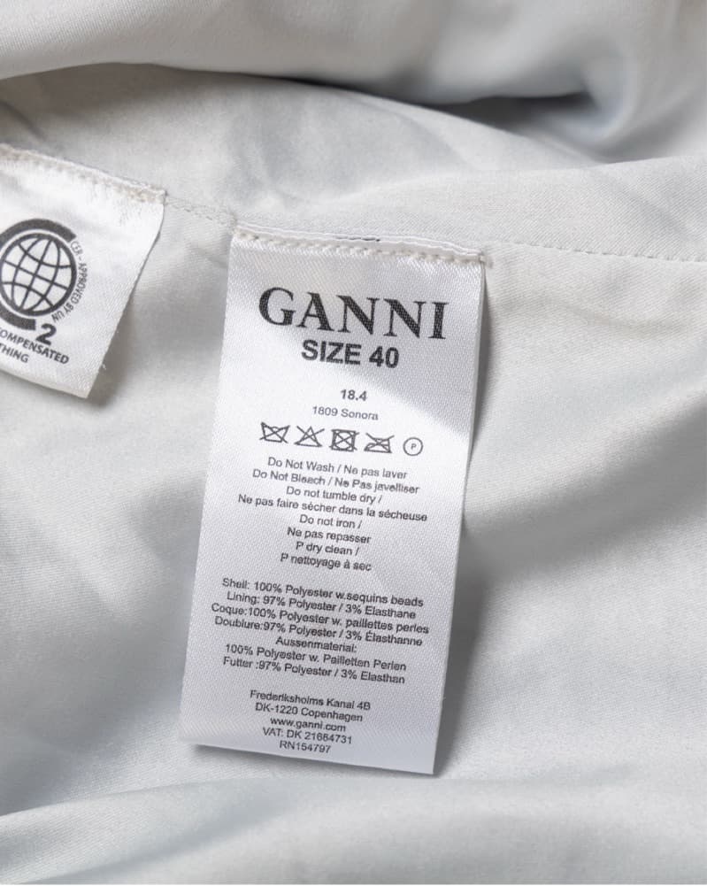 Ganni Sequined Georgette Top In Silver - Image 3