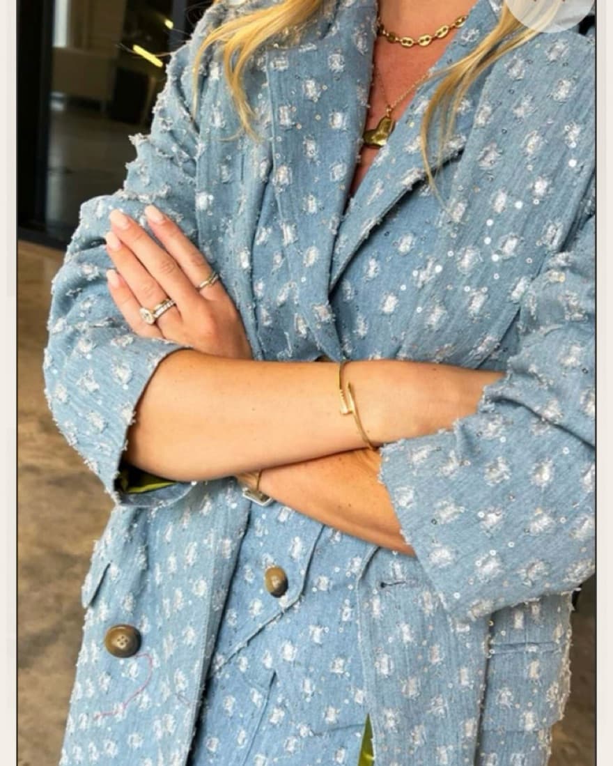 NFD Sequin Denim Trench Coat - Image 4