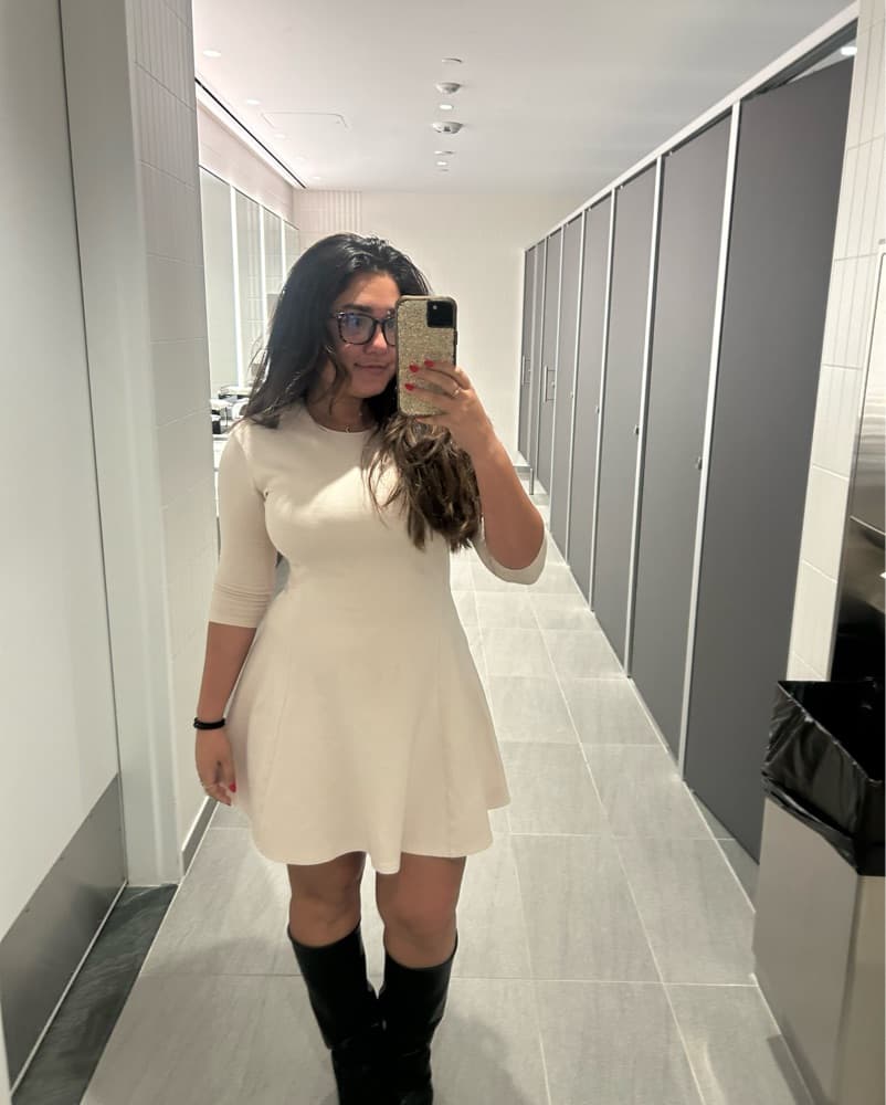 Cream Fit-and-Flare Dress - Image 1