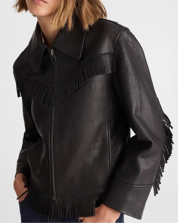  Alexa Chung Fringe Leather Jacket - Image 2
