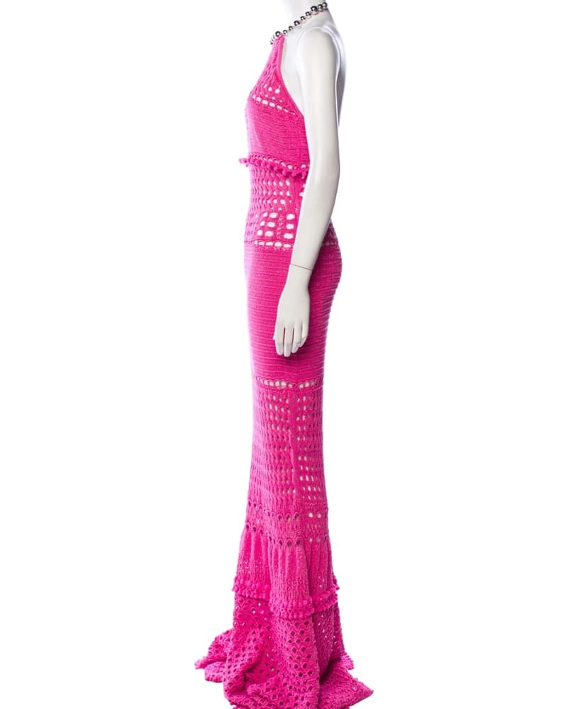 Retrofete Pink Mesa Crochet Dress XXS - Image 5