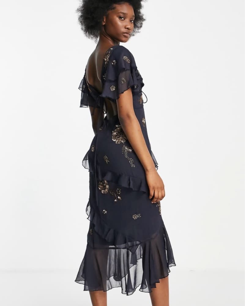 ASOS Navy Floral Midi Dress - Image 2
