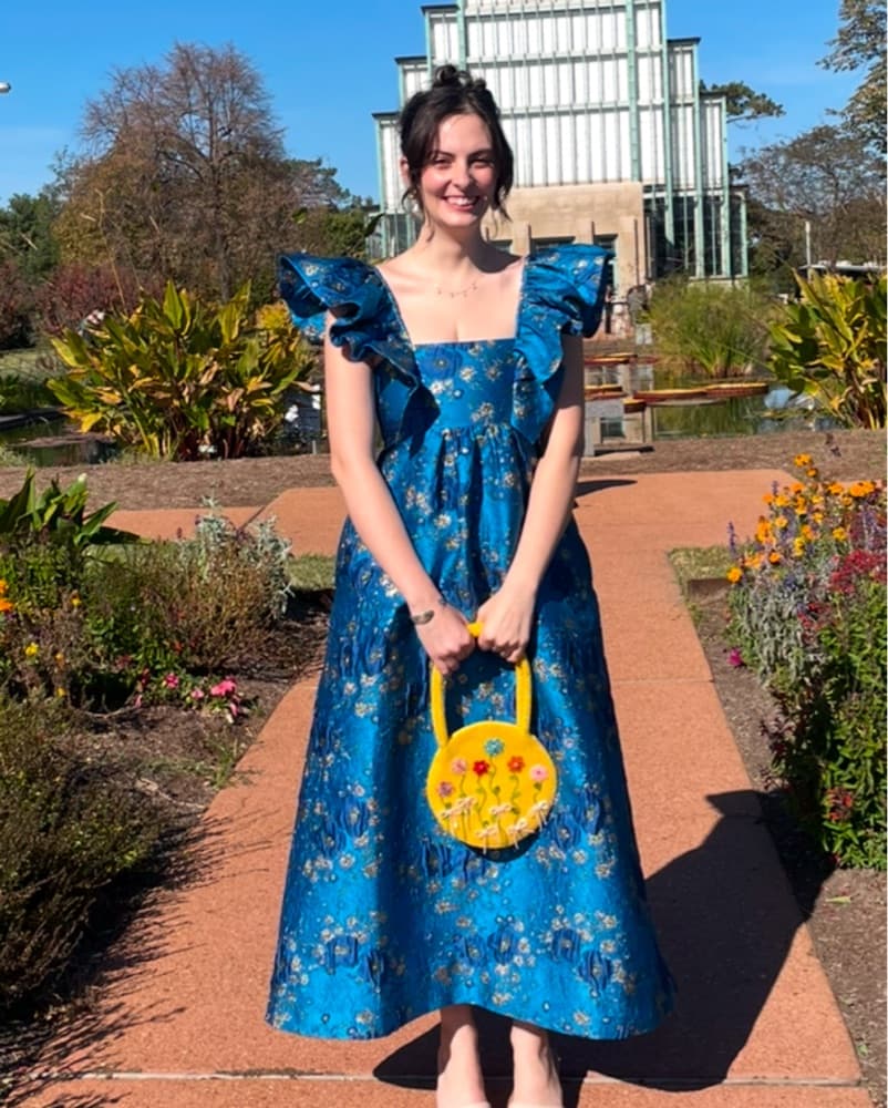 Ganni Blue Jacquard Dress - Image 3