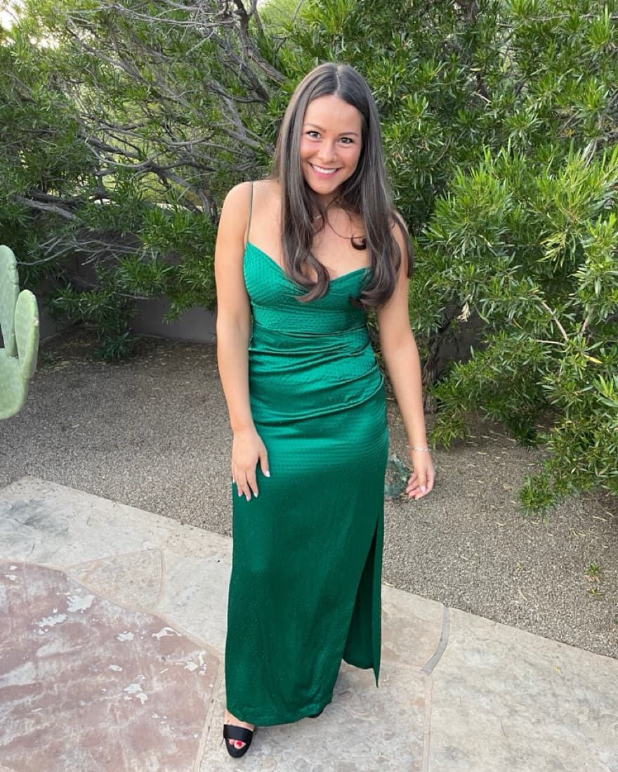 Retrofete Rhinestone Silk Green Gown - Image 1
