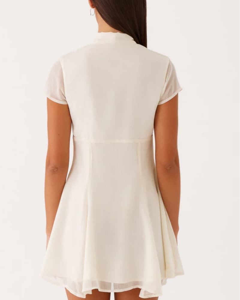 Cream Mini Dress With Scarf - Image 4